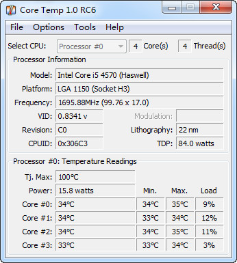 Core Temp CPU核心温度 1.0 RC6 绿色版