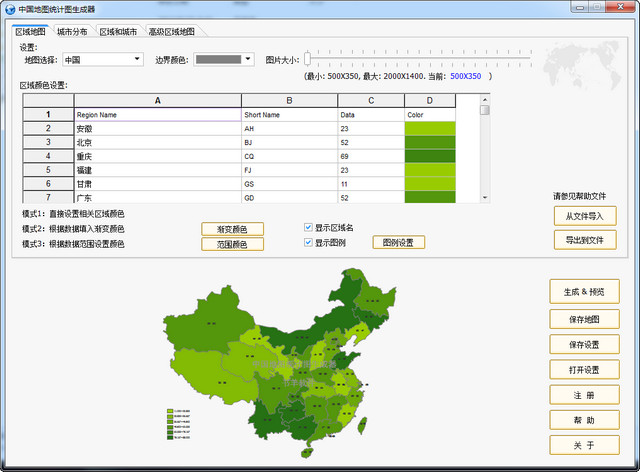 中国地图统计图生成器