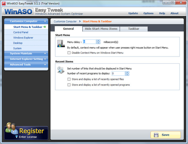 WinASO EasyTweak 系统优化 3.1.1