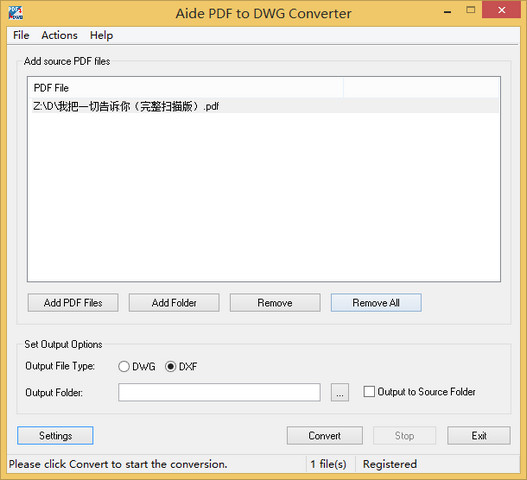 Aide PDF to DWG Converter