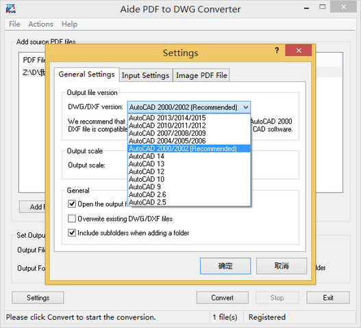 Aide PDF to DWG Converter