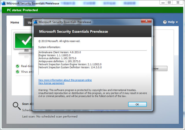微软MSE杀毒软件WIN7 32/64位 4.8.20.3.0 预发行版