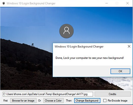 Windows 10 Login Background Changer中文版 1.0.0.0