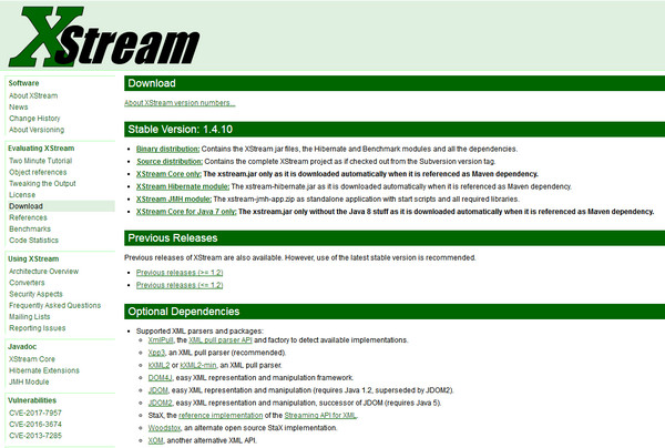XStream API文档 1.4.10 简体中文版