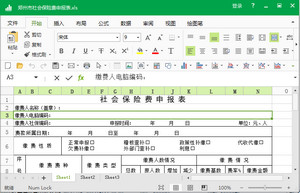 郑州社保缴费表格模板xls 2018 电子打印版软件截图