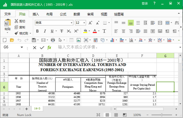 国际旅游人数统计表格模板xls