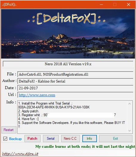 Nero2018 19.x Patch DFoX 2.6 免费版