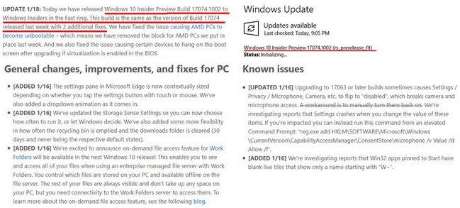 Windows 10 Insider Preview 17074.1002