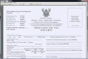 泰国签证申请表高清打印版软件截图