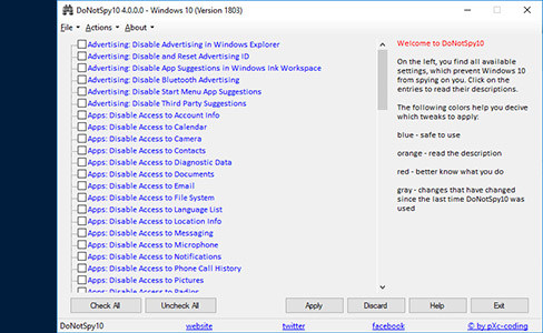 Win10隐私设置软件(DoNotSpy10)