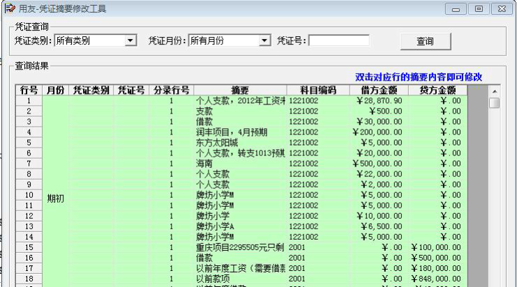 用友凭证摘要修改工具