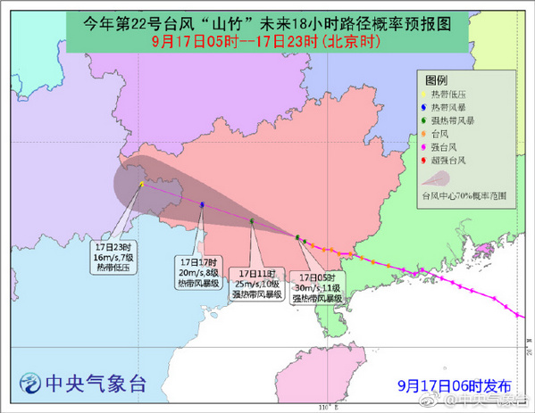 第22号山竹台风路径预测分析图