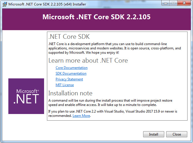 .NET Core SDK for VS2019 2.2.8 正式版